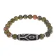 Браслет с 6-глазой бусиной Дзи и нат.камнем Унакит BSDS8-16-20