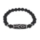Браслет с 6-глазой бусиной Дзи и нат.камнем Черный агат BSDS8-16-23