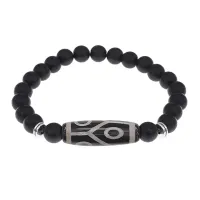 Браслет с 6-глазой бусиной Дзи и синт.камнем Шунгит BSDS8-16-24