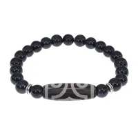 Браслет с 3-глазой бусиной Дзи и синт.камнем Синий авантюрин BSDS8-17-02