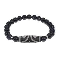 Браслет с 3-глазой бусиной Дзи и синт.камнем Синий авантюрин BSDS8-17-02