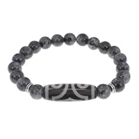 Браслет с 3-глазой бусиной Дзи и нат.камнем Лабрадор BSDS8-17-08