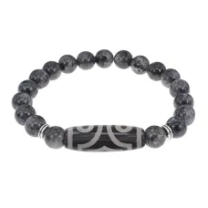 Браслет с 3-глазой бусиной Дзи и нат.камнем Лабрадор BSDS8-17-08