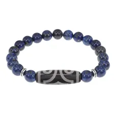 Браслет с 3-глазой бусиной Дзи и нат.камнем Лазурит BSDS8-17-10
