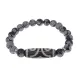 Браслет с 3-глазой бусиной Дзи и нат.камнем Снежный обсидиан BSDS8-17-14