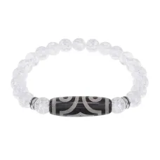Браслет с 3-глазой бусиной Дзи и синт. камнем Сахарный кварц BSDS8-17-16