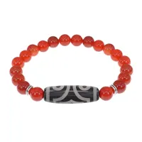 Браслет с 3-глазой бусиной Дзи и нат.камнем Сердолик BSDS8-17-17