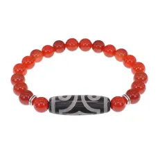 Браслет с 3-глазой бусиной Дзи и нат.камнем Сердолик BSDS8-17-17