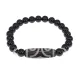 Браслет с 3-глазой бусиной Дзи и нат.камнем Черный агат BSDS8-17-23