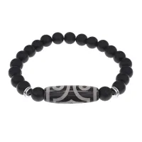 Браслет с 3-глазой бусиной Дзи и синт.камнем Шунгит BSDS8-17-24