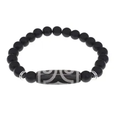 Браслет с 3-глазой бусиной Дзи и синт.камнем Шунгит BSDS8-17-24