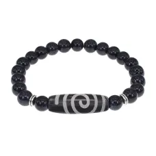 Браслет с бусиной Дзи Спираль Вселенной и синт. камнем Синий авантюрин BSDS8-18-02