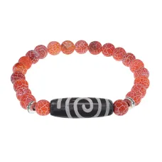 Браслет с Бусиной Дзи Спираль Вселенной и нат.камнем Африканский агат BSDS8-18-04