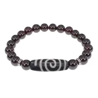 Браслет с бусиной Дзи Спираль Вселенной и нат.камнем Гранат BSDS8-18-06