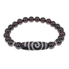 Браслет с бусиной Дзи Спираль Вселенной и нат.камнем Гранат BSDS8-18-06