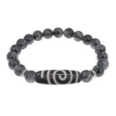 Браслет с Бусиной Дзи Спираль Вселенной и нат.камнем Лабрадор BSDS8-18-08