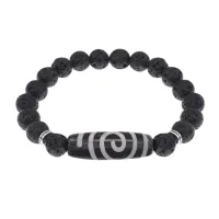 Браслет с Бусиной Дзи Спираль Вселенной и нат.камнем Лава BSDS8-18-09