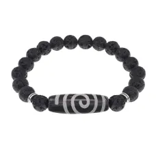 Браслет с Бусиной Дзи Спираль Вселенной и нат.камнем Лава BSDS8-18-09