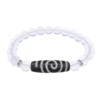 Браслет с Бусиной Дзи Спираль Вселенной и синт.камнем Лунный камень BSDS8-18-11