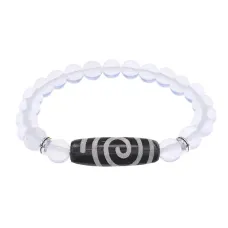 Браслет с Бусиной Дзи Спираль Вселенной и синт.камнем Лунный камень BSDS8-18-11