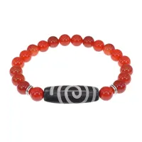 Браслет с бусиной Дзи Спираль Вселенной и нат. камнем Сердолик BSDS8-18-17