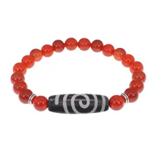 Браслет с бусиной Дзи Спираль Вселенной и нат. камнем Сердолик BSDS8-18-17