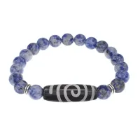 Браслет с Бусиной Дзи Спираль Вселенной и нат.камнем Содалит BSDS8-18-18