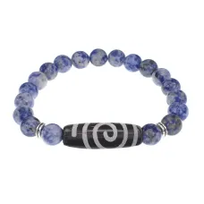 Браслет с Бусиной Дзи Спираль Вселенной и нат.камнем Содалит BSDS8-18-18