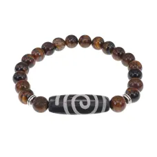 Браслет с Бусиной Дзи Спираль Вселенной и нат.камнем Тигровый глаз BSDS8-18-19
