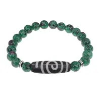Браслет с Бусиной Дзи Спираль Вселенной и синт.камнем Цоизит BSDS8-18-22