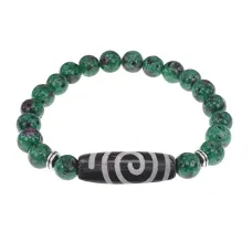 Браслет с Бусиной Дзи Спираль Вселенной и синт.камнем Цоизит BSDS8-18-22