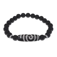 Браслет с бусиной Дзи Спираль Вселенной и синт. камнем Шунгит BSDS8-18-24