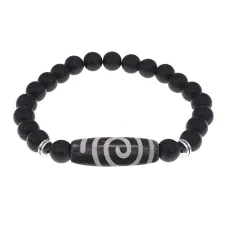 Браслет с бусиной Дзи Спираль Вселенной и синт. камнем Шунгит BSDS8-18-24