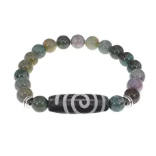 Браслет с бусиной Дзи Спираль Вселенной и нат.камнем Яшма BSDS8-18-25