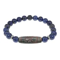 Браслет с бусиной Дзи Кубера и нат.камнем Лазурит BSDS8-19-10