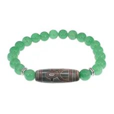 Браслет с бусиной Дзи Кубера и нат.камнем Нефрит BSDS8-19-13