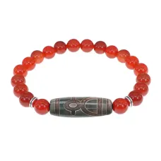 Браслет с Бусиной Дзи Кубера и нат.камнем Сердолик BSDS8-19-17
