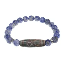 Браслет с Бусиной Дзи Кубера и нат.камнем Содалит BSDS8-19-18