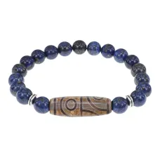 Браслет с 4-глазой бусиной Дзи и нат.камнем Лазурит BSDS8-21-10