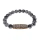 Браслет с 4-глазой бусиной Дзи и нат.камнем Снежный обсидиан BSDS8-21-14