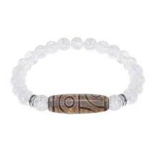 Браслет с 4-глазой бусиной Дзи и синт.камнем Сахарный кварц BSDS8-21-16