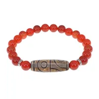 Браслет с 4-глазой бусиной Дзи и нат. камнем Сердолик BSDS8-21-17