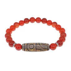 Браслет с 4-глазой бусиной Дзи и нат. камнем Сердолик BSDS8-21-17