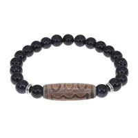 Браслет с 5-глазой бусиной Дзи и синт. камнем Синий авантюрин BSDS8-22-02