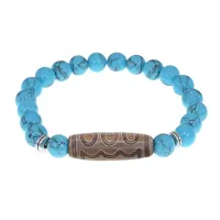 Браслет с 5-глазой бусиной Дзи и синтетическим камнем Бирюза BSDS8-22-05