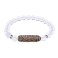 Браслет с 5-глазой бусиной Дзи и синт.камнем Лунный камень BSDS8-22-11