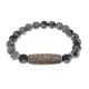 Браслет с 5-глазой бусиной Дзи и нат.камнем Снежный обсидиан BSDS8-22-14