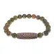 Браслет с 5-глазой бусиной Дзи и нат.камнем Унакит BSDS8-22-20