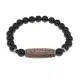 Браслет с 5-глазой бусиной Дзи и нат.камнем Черный агат BSDS8-22-23