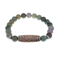 Браслет с 5-глазой бусиной Дзи и нат.камнем Яшма BSDS8-22-25
